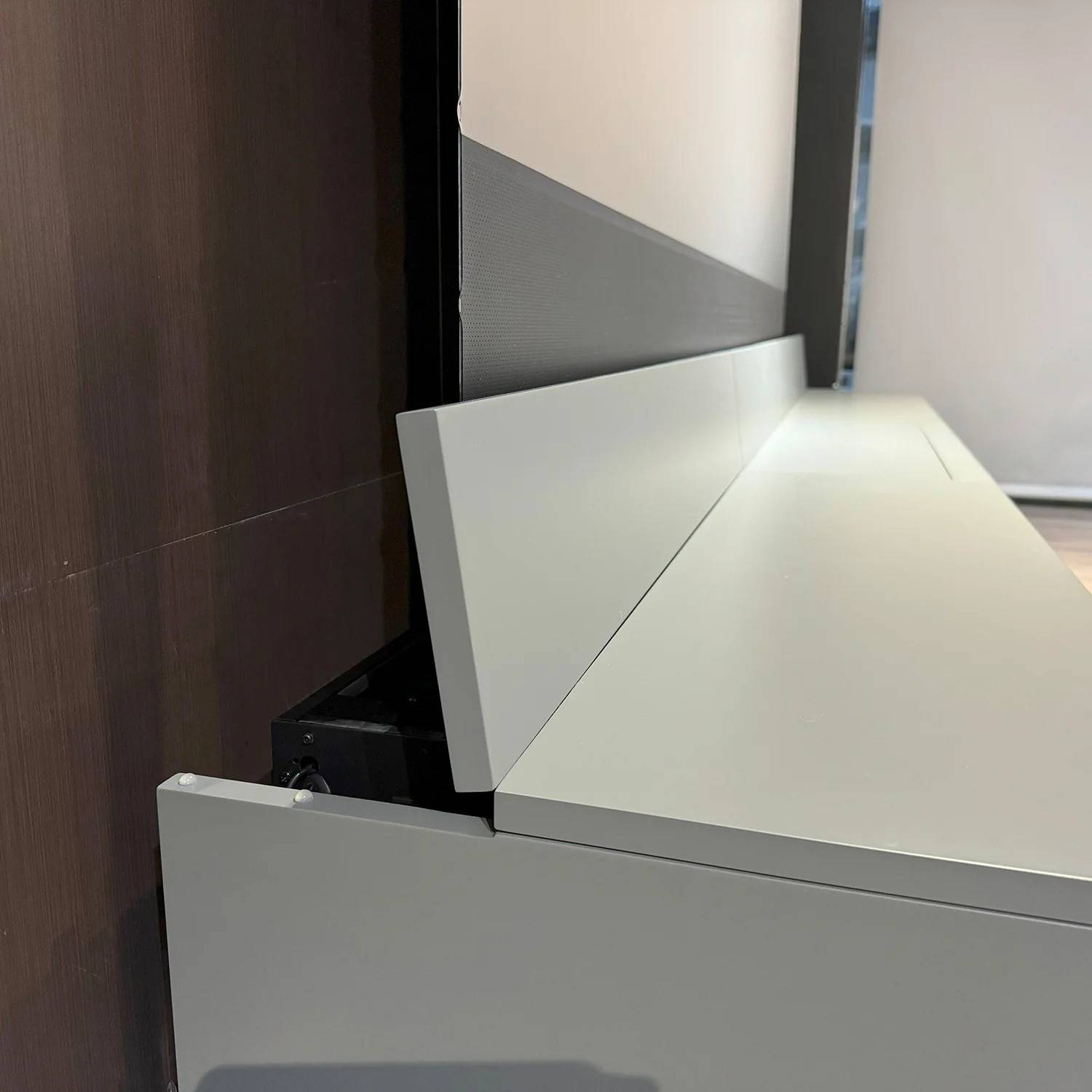 VIVIDSTORM Paris fully concealed motorised laser TV cabinet close-up of the cabinet top